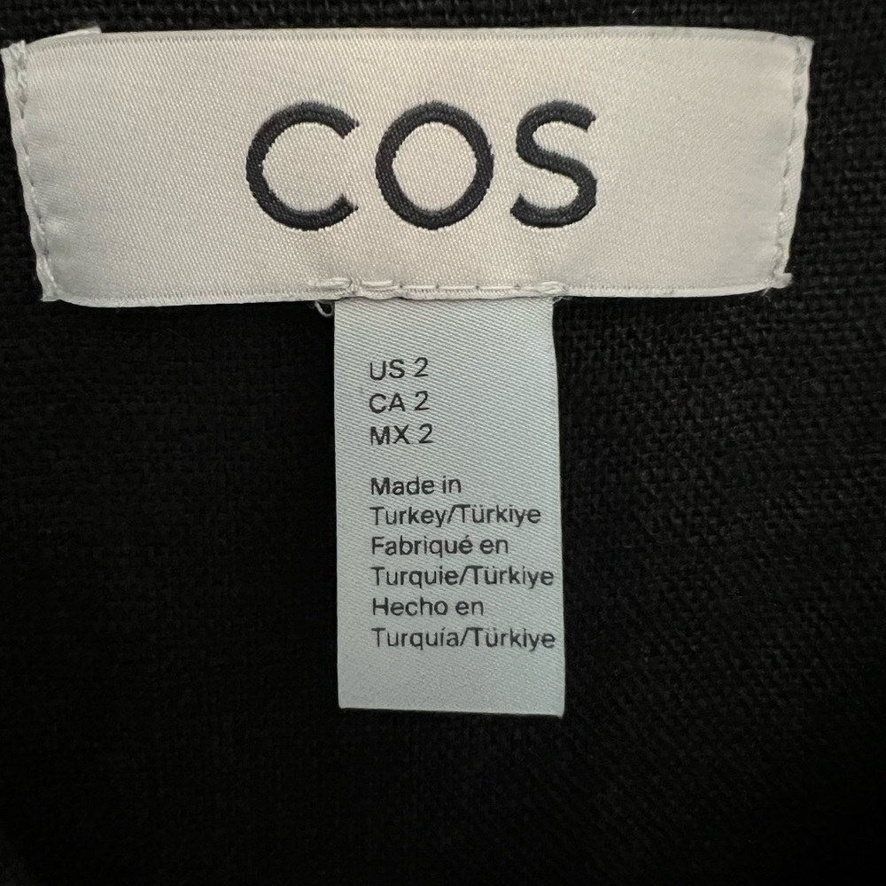 COS OPEN-COLLAR LINEN SHIRT DRESS, black, size 2 - Picture 3 of 5